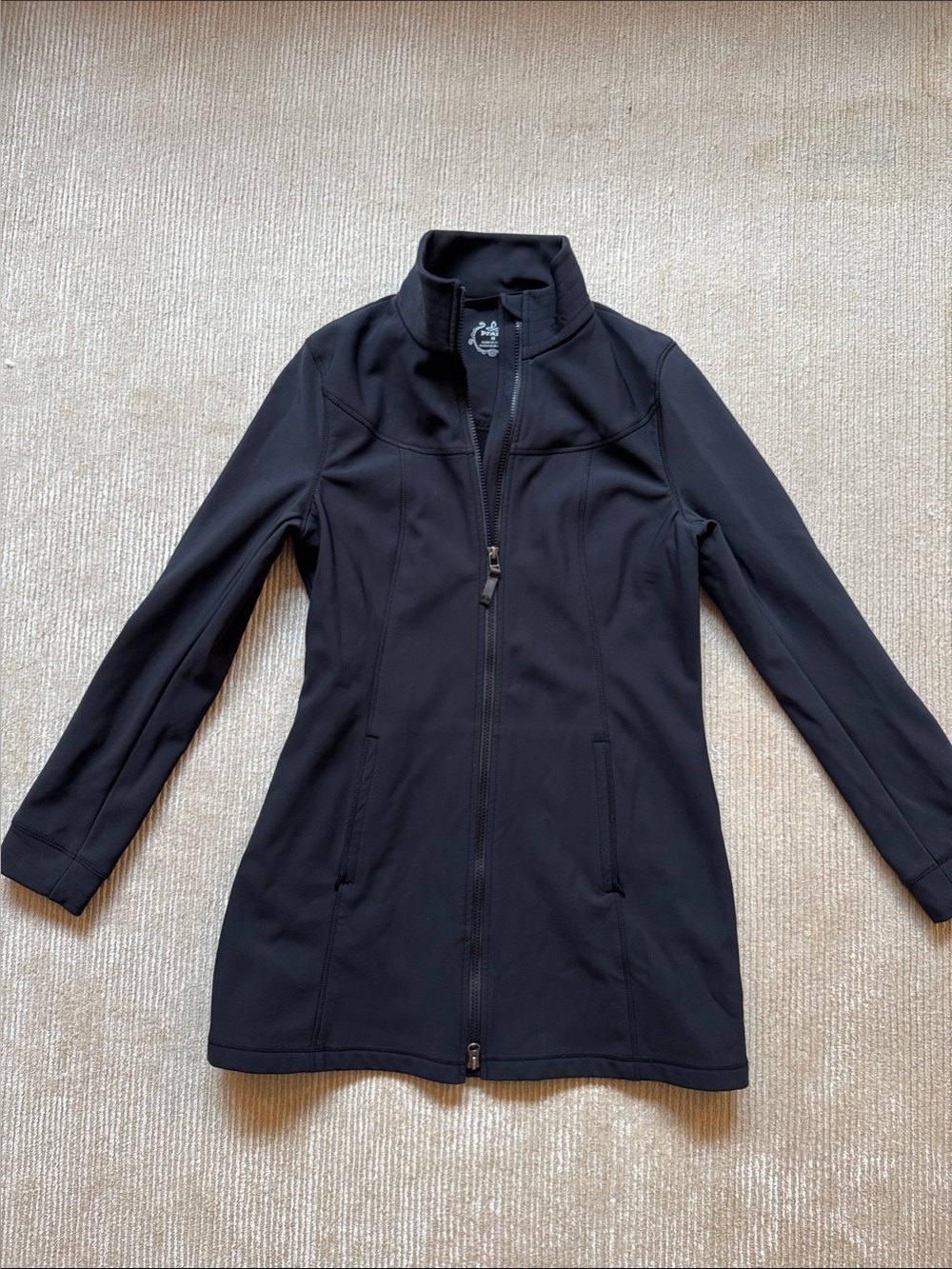 Prana Black Full-Zip Jacket with Stand Collar
